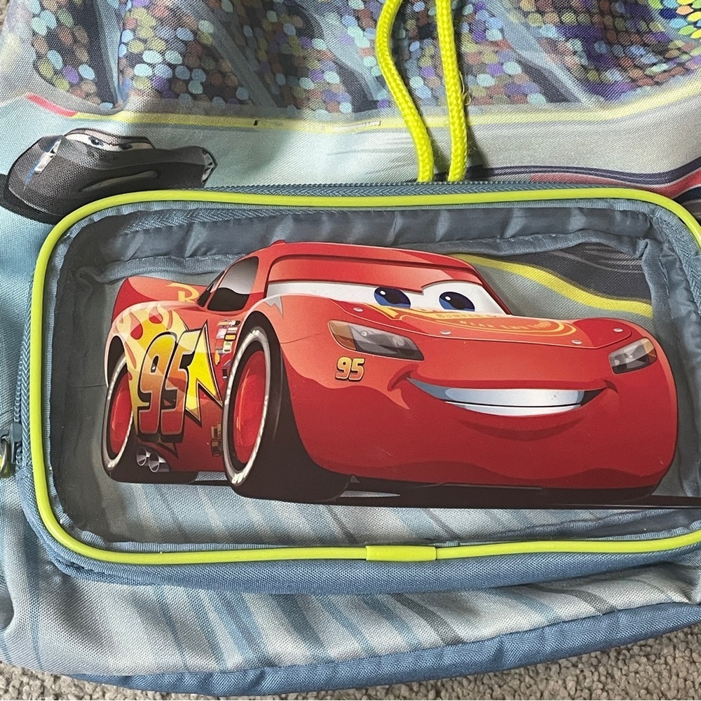 Disney Pixar Cars Lightning McQueen Drawstring Backpack - Picture 5 of 10